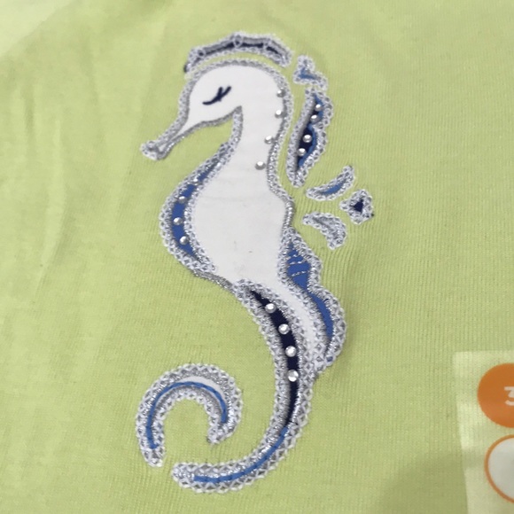 NWT Lime green flutter-sleeve  seahorse top - Picture 2 of 5